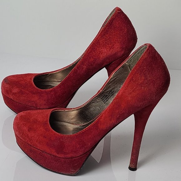 Red Leather Suede Zigi Soho Platform Heels sz 6 'S - Picture 10 of 10
